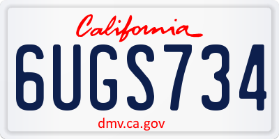 CA license plate 6UGS734