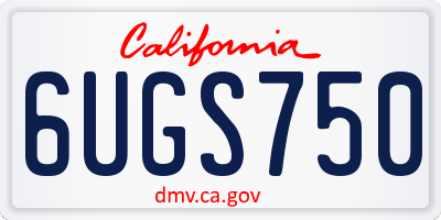 CA license plate 6UGS750