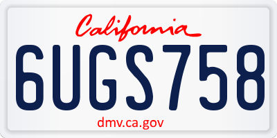 CA license plate 6UGS758