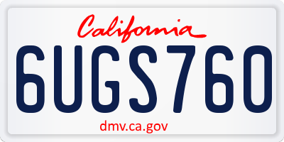 CA license plate 6UGS760