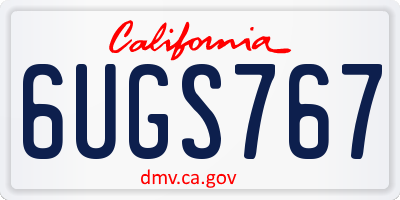 CA license plate 6UGS767