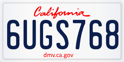 CA license plate 6UGS768