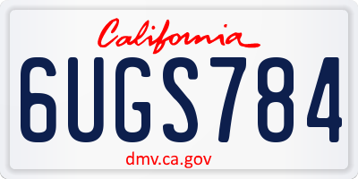 CA license plate 6UGS784