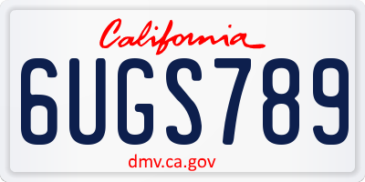 CA license plate 6UGS789