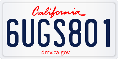CA license plate 6UGS801