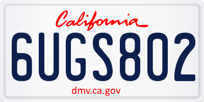 CA license plate 6UGS802