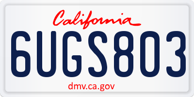 CA license plate 6UGS803
