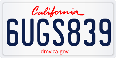 CA license plate 6UGS839