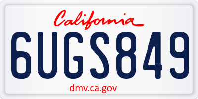 CA license plate 6UGS849