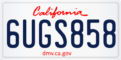 CA license plate 6UGS858