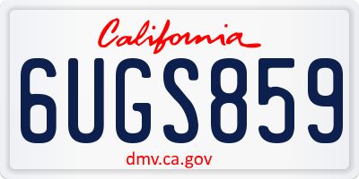 CA license plate 6UGS859