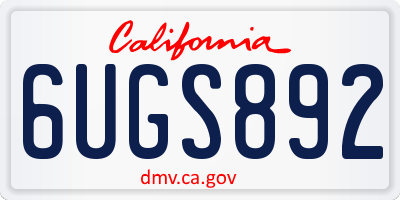CA license plate 6UGS892