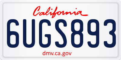 CA license plate 6UGS893