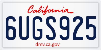 CA license plate 6UGS925