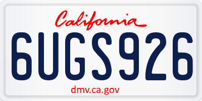 CA license plate 6UGS926