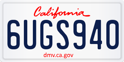 CA license plate 6UGS940