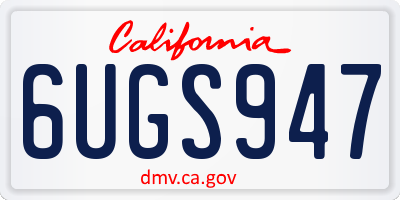 CA license plate 6UGS947