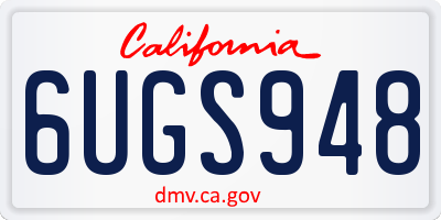 CA license plate 6UGS948