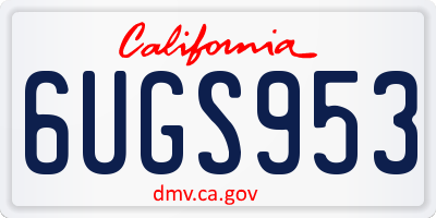 CA license plate 6UGS953
