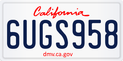 CA license plate 6UGS958