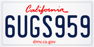 CA license plate 6UGS959