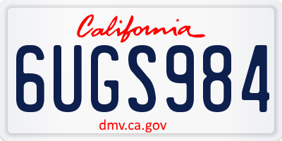 CA license plate 6UGS984