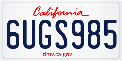 CA license plate 6UGS985