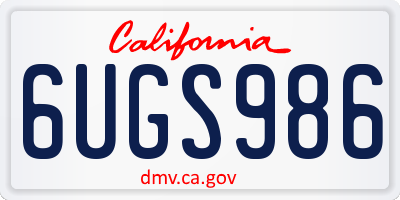 CA license plate 6UGS986