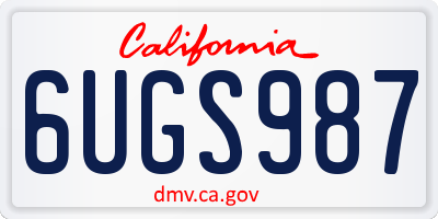 CA license plate 6UGS987