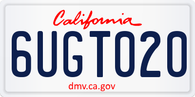 CA license plate 6UGT020