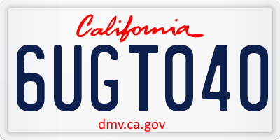 CA license plate 6UGT040