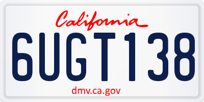 CA license plate 6UGT138