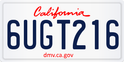 CA license plate 6UGT216