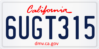 CA license plate 6UGT315