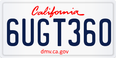 CA license plate 6UGT360
