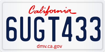 CA license plate 6UGT433