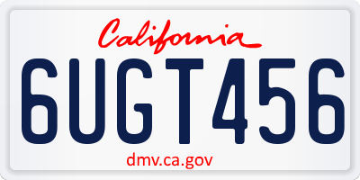 CA license plate 6UGT456
