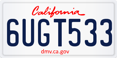 CA license plate 6UGT533