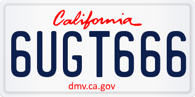 CA license plate 6UGT666