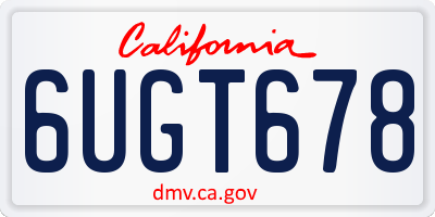 CA license plate 6UGT678