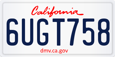 CA license plate 6UGT758