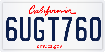 CA license plate 6UGT760