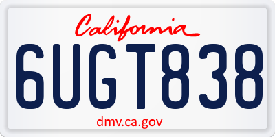 CA license plate 6UGT838