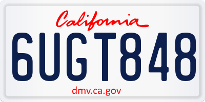 CA license plate 6UGT848
