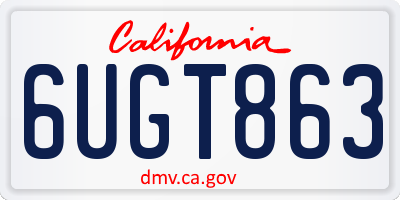 CA license plate 6UGT863