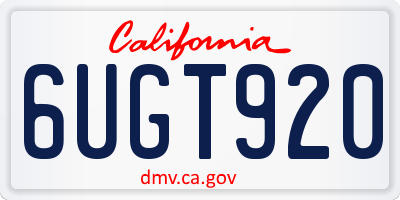 CA license plate 6UGT920