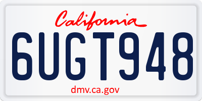 CA license plate 6UGT948