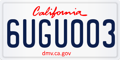 CA license plate 6UGU003