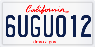 CA license plate 6UGU012