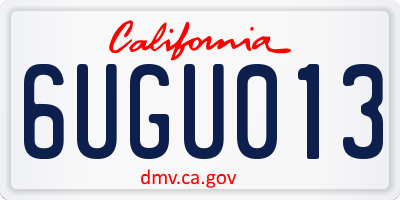 CA license plate 6UGU013